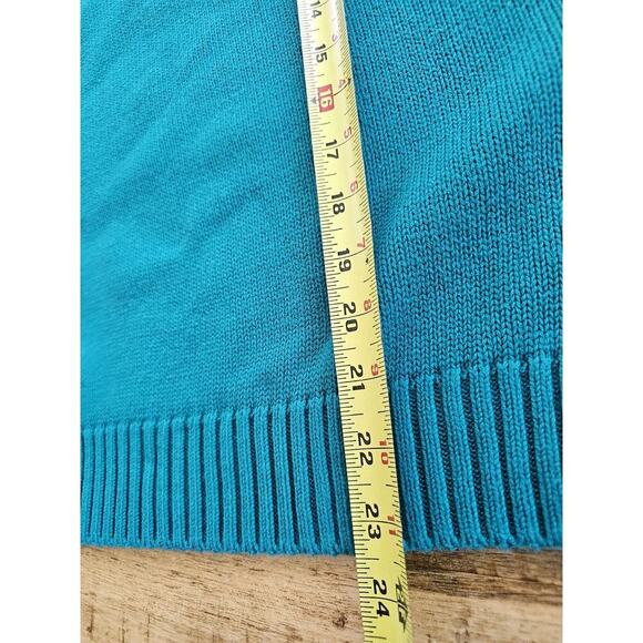 Lands' End Turtleneck 100% Cotton Sweater Women's Size XL Teal Blue Made in USA - Picture 5 of 8